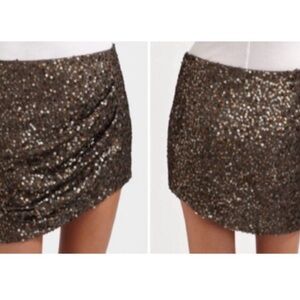 Nanette Lepore “Stella” Sequin Mini Skirt - Black and Gold Sz4